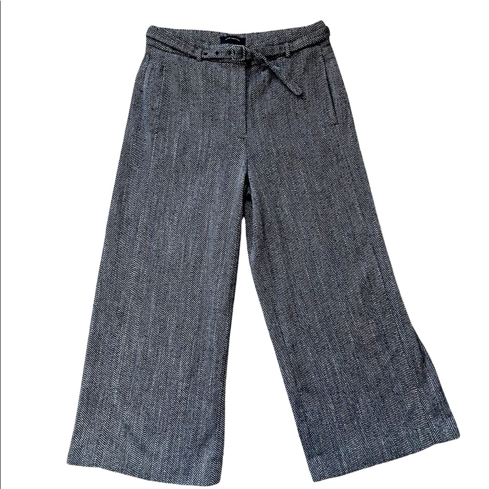 Ann Taylor Herringbone Tweed Cropped Trouser with Belt, High-waisted, Size 6